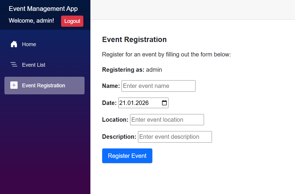 Screenshot of Blazor Web Application