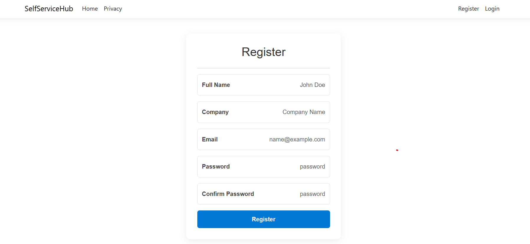 Screenshot of Self-Service-Portal
